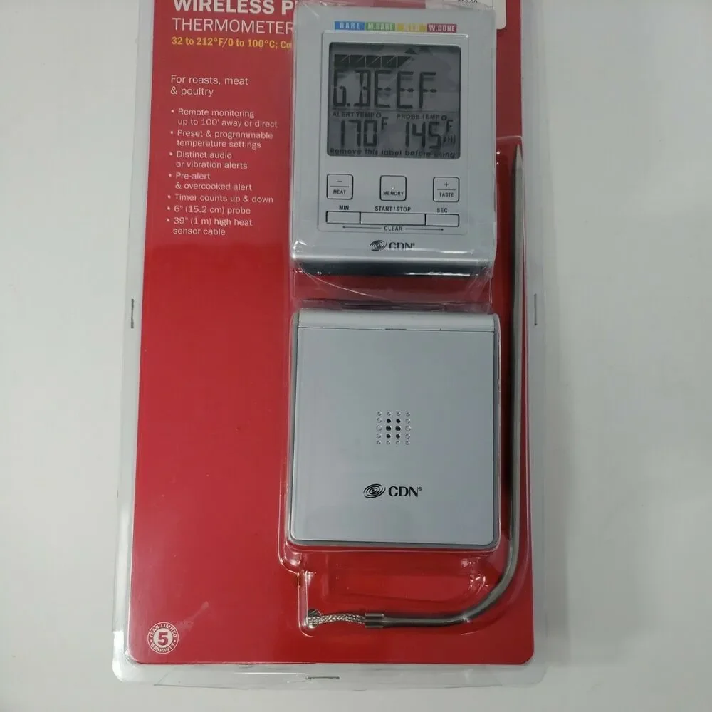 Wireless Probe Thermometer Timer Meat Poultry Roasts NEW Factory Sealed WT2 CDN